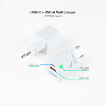 foto de CARGADOR DE PARED TOOQ USB-C PD USB-A QC 20W