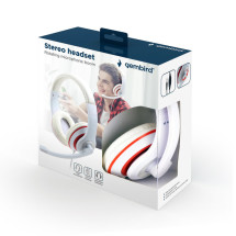 foto de AURICULARES GEMBIRD MHS-03-WTRD BLANCO ROJO MICROFONO ALAMBRICO 3.5MM