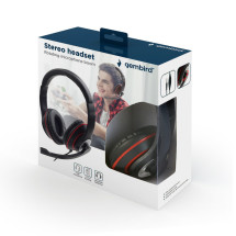 foto de AURICULARES GEMBIRD MHS-03-BKRD NEGRO ROJO MICROFONO ALAMBRICO 3.5MM