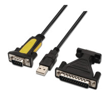 foto de CONVERSOR AISENS USB A SERIE A/M-RS232 DB9/M DB25/M NEGRO 1.8M