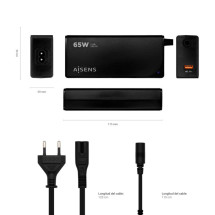 foto de CARGADOR PORTATIL AISENS 65W AUTOMATICO 9 CONECTORES USB-A QC3.0 NEGRO
