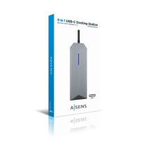 foto de HUB AISENS 9 EN 1 USB-C DOCK HDMI RJ45 3xUSB PD AUDIO SD MICRO SD GRIS 15CM
