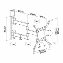 foto de SOPORTE AISENS GIRA. INCLIN. Y NIVEL. MONITOR TV 20KG 3 PIVOTES DE 13-42 NEGRO