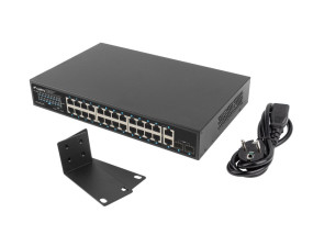 foto de SWITCH LANBERG 24 PTOS 1GB POE+/2X SFP 2X GBIT ETHERNET 360W RACK 19