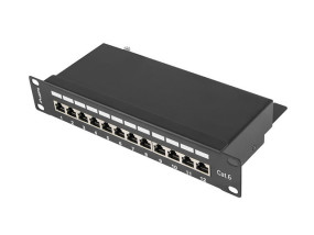 foto de PATCH PANEL LANBERG 12 PUERTOS 1U 10 CAT.6 BLINDADO NEGRO