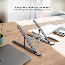 foto de SOPORTE ELEVADOR TOOQ ALUMINIO PLEGABLE PORTATILES GRIS