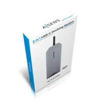foto de HUB AISENS USB-C DOCK 8 EN 1 USB-C 1xHDMI 1xRJ45 3xUSB 1xPD 1xSD 1xMICR-SD 15CM