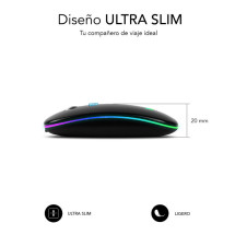 foto de RATON SUBBLIM LED DUAL FLAT RGB BLACK BLUETOOHT BATERIA RECARGABLE