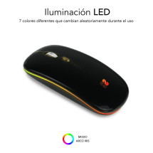 foto de RATON SUBBLIM LED DUAL FLAT RGB BLACK BLUETOOHT BATERIA RECARGABLE