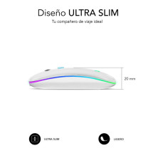 foto de RATON SUBBLIM LED DUAL FLAT RGB WHITE BLUETOOHT BATERIA RECARGABLE