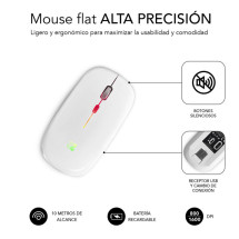 foto de RATON SUBBLIM LED DUAL FLAT RGB WHITE BLUETOOHT BATERIA RECARGABLE