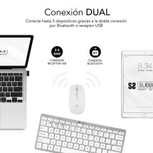 foto de COMBO TECLADO RATON SUBBLIM MULTIDISPOSITIVO BLUETOOTH PLATEADO/BLANCO