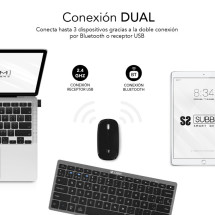 foto de COMBO TECLADO RATON SUBBLIM MULTIDISPOSITIVO BLUETOOTH GRIS/NEGRO