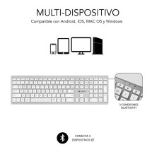 foto de TECLADO SUBBLIM KEYBOARD BLUETOOTH PURE EXTENDED BLUETOOTH SILVER