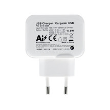 foto de CARGADOR USB 17W AISENS 5V 3.4A 2xUSB CON CONTROL AI BLANCO
