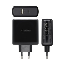 foto de CARGADOR 57W AISENS 1xUSB-C PD3.0 45W 1xUSB-A 5V 2.4A 12W NEGRO