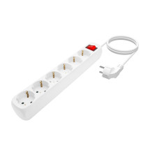 foto de REGLETA AISENS BASE 6 TOMAS INTERRUPTOR CABLE 3x1.5MM2 1.4M BLANCO