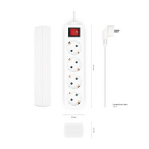 foto de REGLETA AISENS BASE 4 TOMAS INTERRUPTOR CABLE 3x1.5MM2 1.4M BLANCO