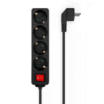 foto de REGLETA AISENS BASE 4 TOMAS INTERRUPTOR CABLE 3x1.5MM2 1.4M NEGRO