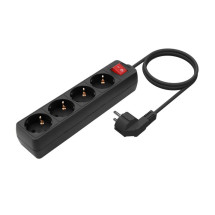 foto de REGLETA AISENS BASE 4 TOMAS INTERRUPTOR CABLE 3x1.5MM2 1.4M NEGRO