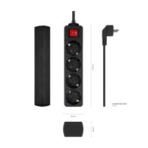 foto de REGLETA AISENS BASE 4 TOMAS INTERRUPTOR CABLE 3x1.5MM2 1.4M NEGRO