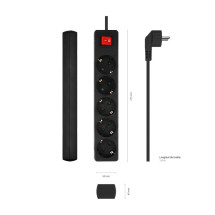 foto de REGLETA AISENS BASE 5 TOMAS INTERRUPTOR CABLE 3x1.5MM2 1.4M NEGRO