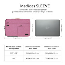 foto de FUNDA PORTATIL SUBBLIM AIR PADDING 360 SLEEVE 13,3-14 PINK