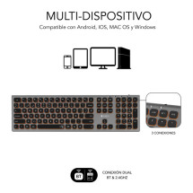 foto de TECLADO SUBBLIM KEYBOARD MASTER BLUETOOTH RETROILUMINADO GREY/BLACK