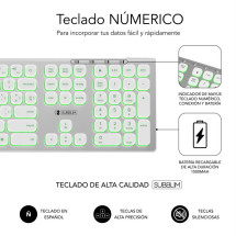 foto de TECLADO SUBBLIM KEYBOARD MASTER BLUETOOTH RETROILUMINADO SILVER/BLACK