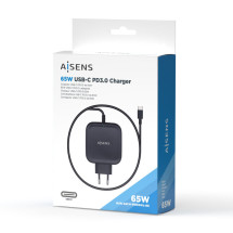 foto de CARGADOR AISENS 65W PD3.0 QC3.0 1XUSB-C 1.2M NEGRO