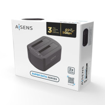 foto de ESTACION DOCKING AISENS DOBLE ASDS-D03B SATA 2.5 3.5 A USB 3.0 3.1 GEN1 CLONE
