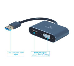 foto de ADAPTADOR DE PANTALLA GEMBIRD USB A HDMI , VGA, GRIS ESPACIAL