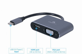 foto de ADAPTADOR DE PANTALLA GEMBIRD USB TIPO C A HDMI , VGA, GRIS ESPACIAL