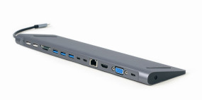 foto de ADAPTADOR MULTIPUERTO GEMBIRD USBC 9EN1 HUB,HDMI,VGA,PD,LECTOR,LAN,AUDIO3,5