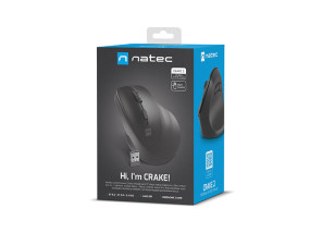 foto de RATON NATEC CRAKE 2 VERTICAL DIESTRO DUAL 2400 DPI NEGRO BLUETOOTH PILAS