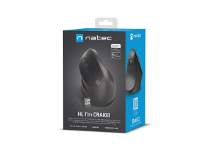 foto de RATON NATEC CRAKE 2 VERTICAL ZURDO DUAL 2400 DPI NEGRO BLUETOOTH PILAS