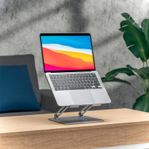 foto de SOPORTE DE SOBREMESA AISENS XL 10-17 AJUSTABLE PARA PORTATIL TABLET PLATA