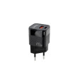 foto de CARGADOR DE PARED TOOQ USB-C/PD + USB-A/QC 20W NEGRO