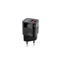 foto de CARGADOR PARED USB-C/PD + USB-A/QC 20W NEGRO