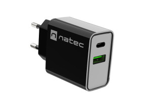 foto de CARGADOR NATEC RIBERA 20W 1XUSB-A + 1XUSB-C PD3.0 QC3.0 NEGRO