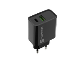 foto de CARGADOR NATEC RIBERA 20W 1XUSB-A + 1XUSB-C PD3.0 QC3.0 NEGRO