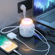 foto de REGLETA ENCHUFES AISENS 4 TOMAS + 1XUSB-C 20W PD3.0 2XUSB-A 18W QC3.0 LUZ 1.8M