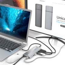 foto de USB-C DOCK AISENS 12 EN 1 2xHDMI 4K RJ45 3xUSB-A 2xUSB-C 1xUSB-C PD 15CM