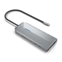 foto de USB-C DOCK AISENS 12 EN 1 2xHDMI 4K RJ45 3xUSB-A 2xUSB-C 1xUSB-C PD 15CM