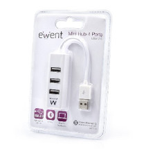 foto de HUB EWENT USB 2.0 HIGH SPEED USB-A 4 PUERTOS BLANCO