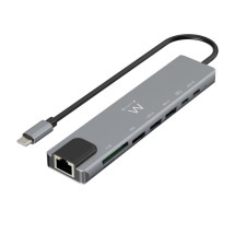 foto de HUB EWENT USB 3.2 GEN1 USB-C DOCK 8-1 HDMI 4K 2XUSB-C 2XUSB-A LAN CARD READER