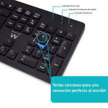 foto de COMBO TECLADO RATON EWENT ESPAÑOL TECLAS CONCAVAS RF INALMABRICO NEGRO