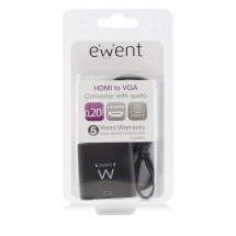 foto de CABLE CONVERTIDOR EWENT HDMI MACHO - VGA HEMBRA CON AUDIO 0,15 METROS