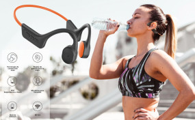 foto de LEOTEC AURICULARES CONDUCCION OSEA IPX7 Naranja- Bateria 230mAh - Llamadas