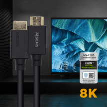 foto de CABLE HDMI AISENS V2.1 ULTRA ALTA VELOCIDAD CERTIFICADO 8K60H M/M 2.0M NEGRO